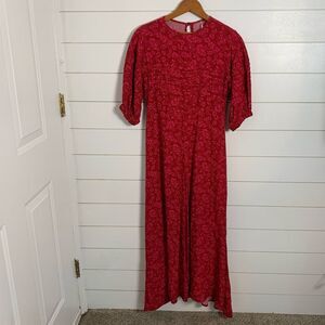 Free People Jessie Midi dress Red boho cottagecore peasant size 0